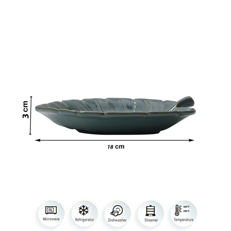 Ministry Of Klay Sage Green Leaf Shaped Ceramic Platter / Microwave Safe.