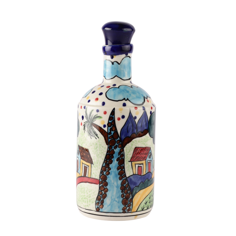 The Decor Lane Ceramic Blue Floral Art 900 ml Hanpainted Oil Dispenser for Kitchen, Oil Bottle, Oil Container for Kitchen Storage Ideal Gifting and for Kitchen