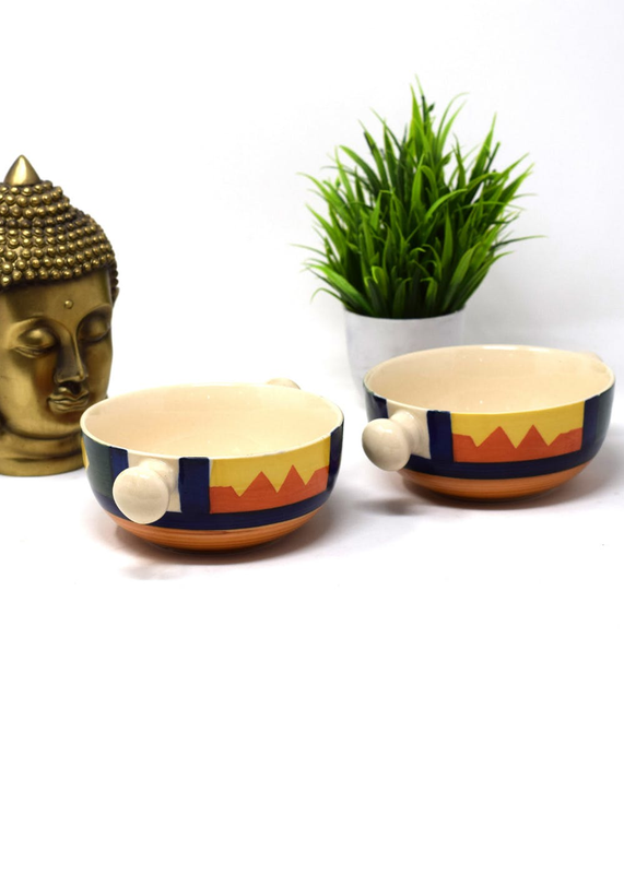 Boho Fiesta Snack Bowls with Handle - Set of 2